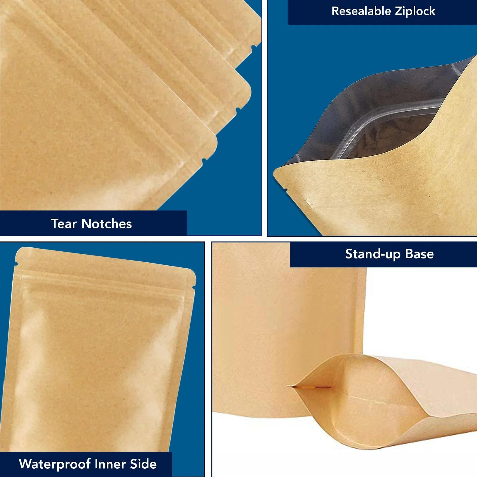 Both Side Kraft Paper Stand Up Zipper Pouch - Image 26