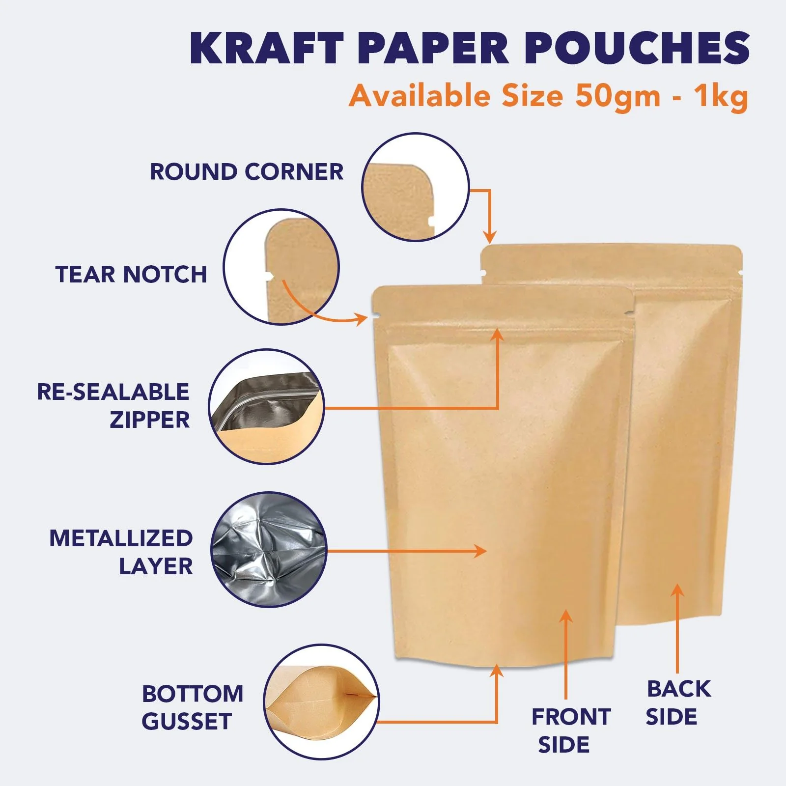 Both Side Kraft Paper Stand Up Zipper Pouch - Image 28