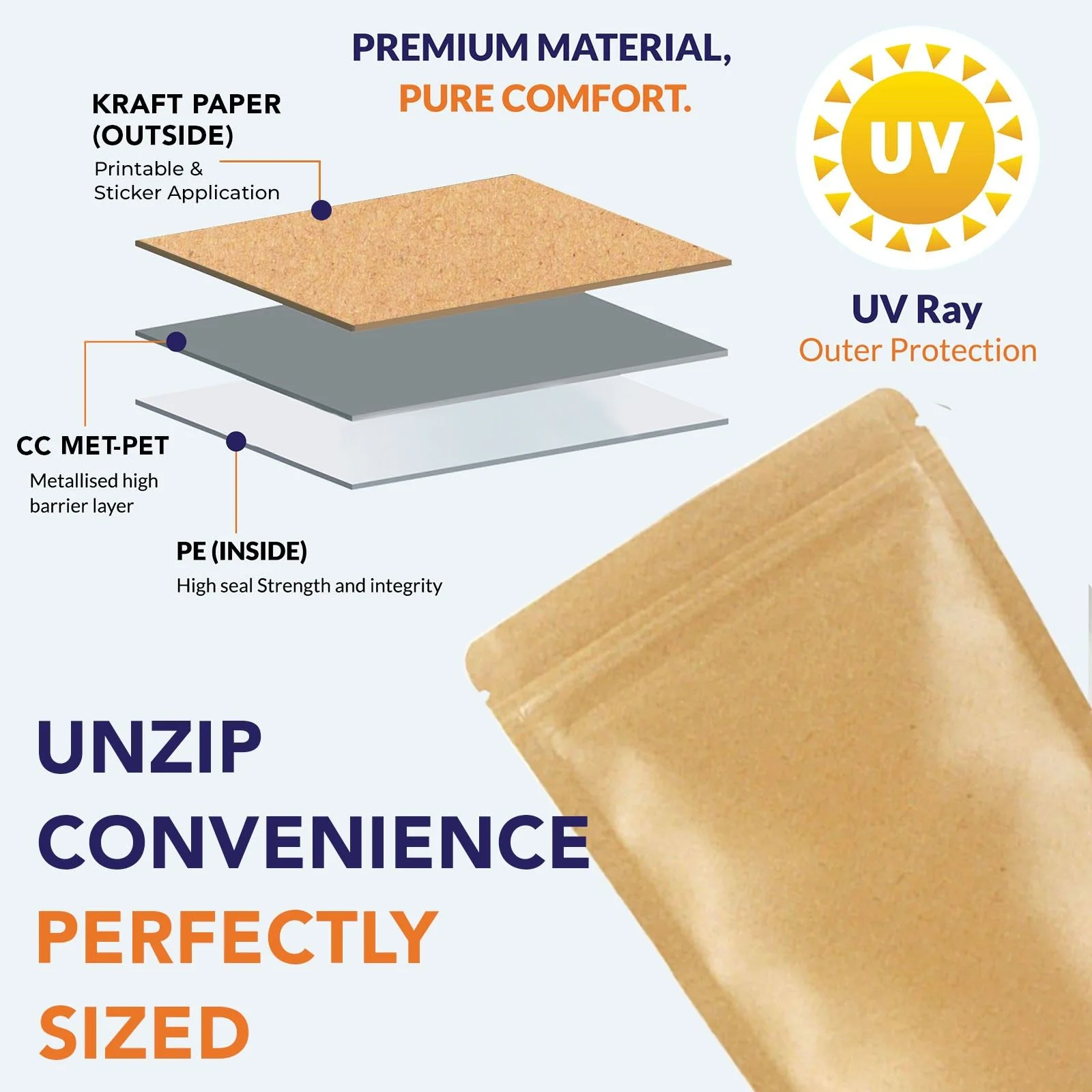 Both Side Kraft Paper Stand Up Zipper Pouch - Image 54