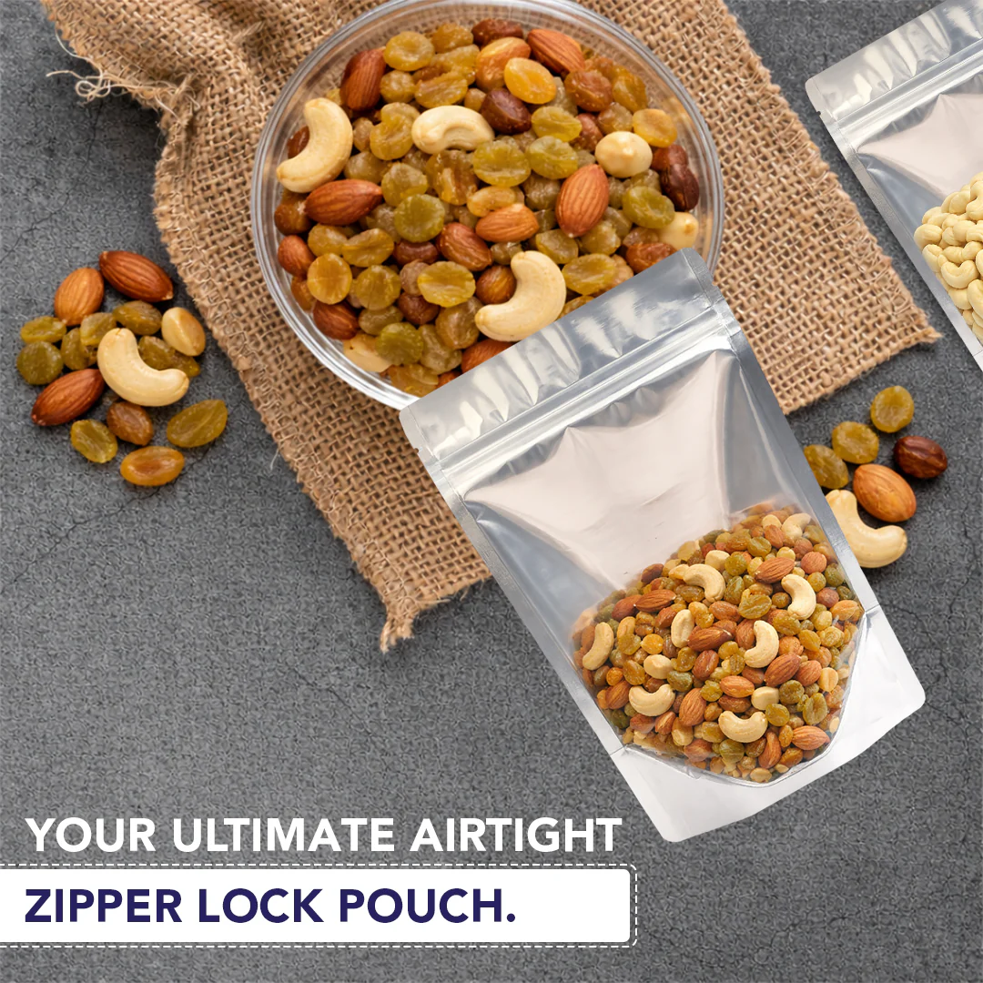 Clear /Gloss Silver Stand Up Zipper Pouch - Image 10