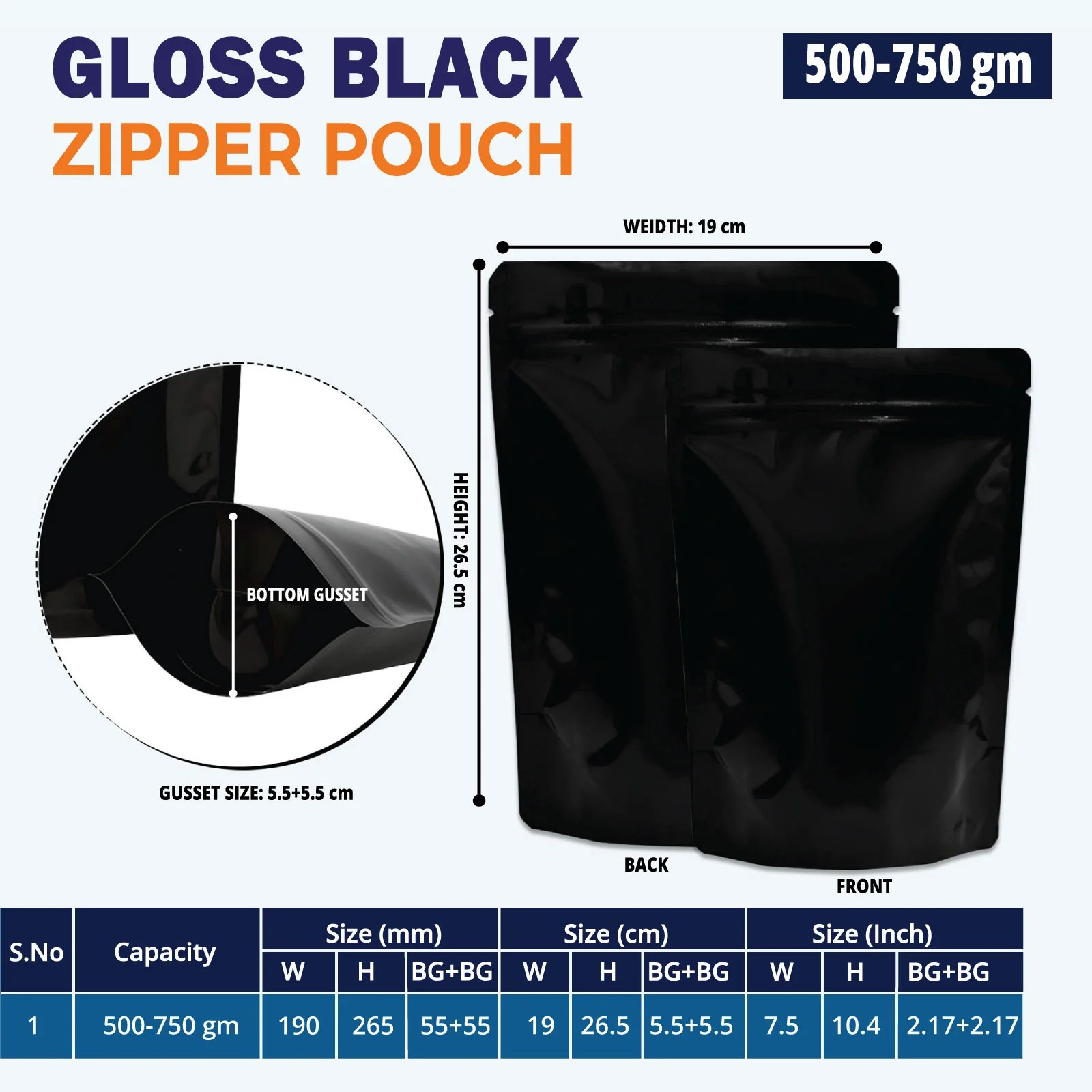 Both Side Gloss Black Stand Up Zipper Pouch - Image 43