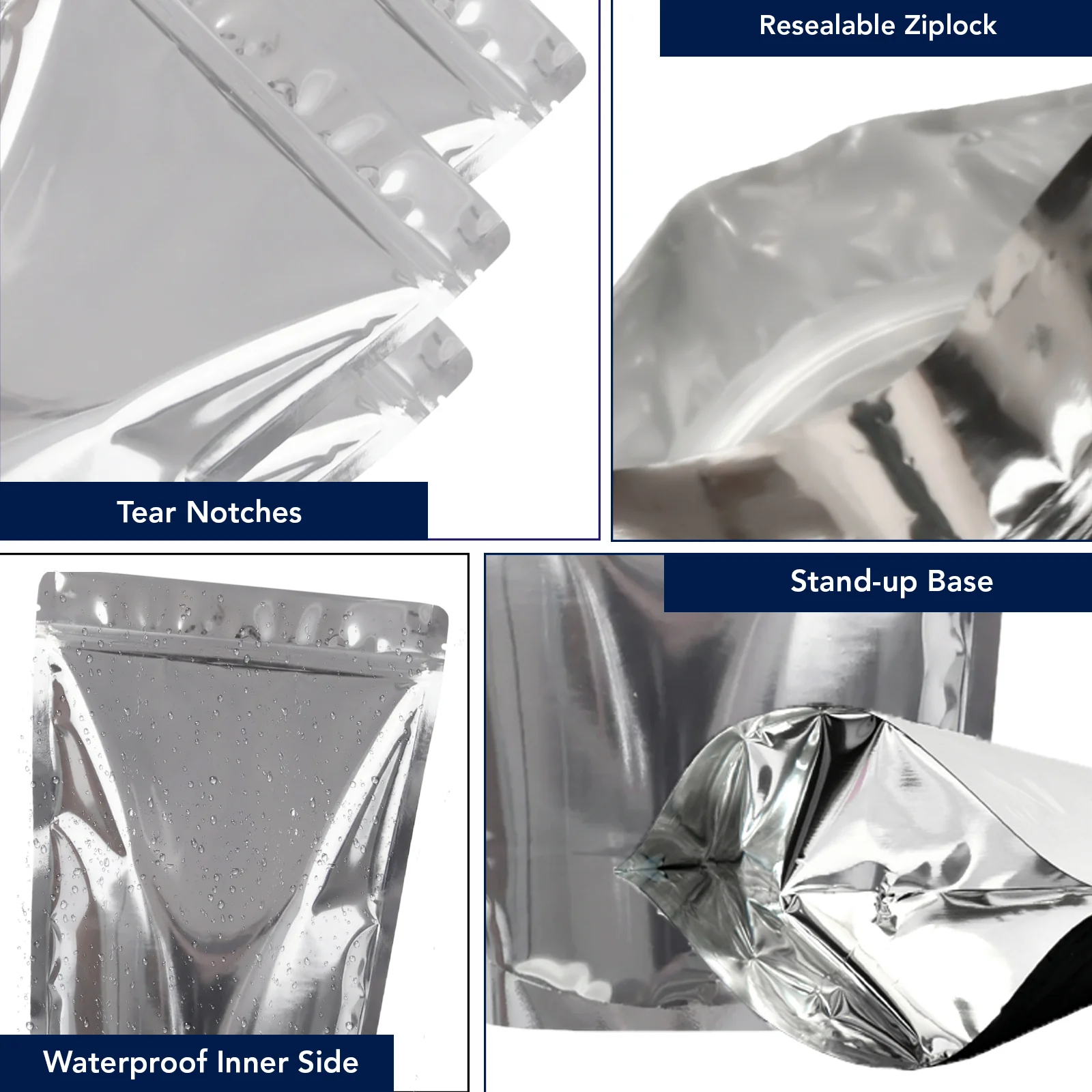 Both Side Gloss Silver Stand Up Zipper Pouch - Image 49