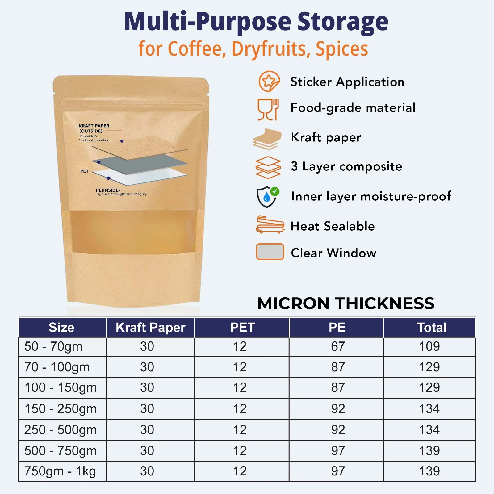 Kraft Paper Stand Up Zipper Pouch With Window - Image 21