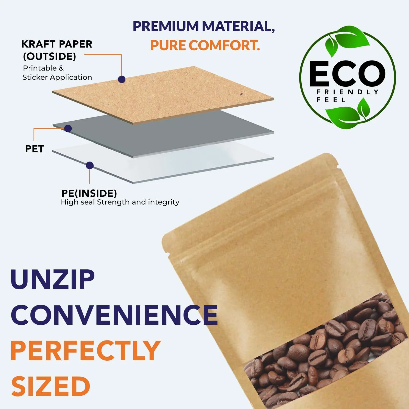 Kraft Paper Stand Up Zipper Pouch With Window - Image 48