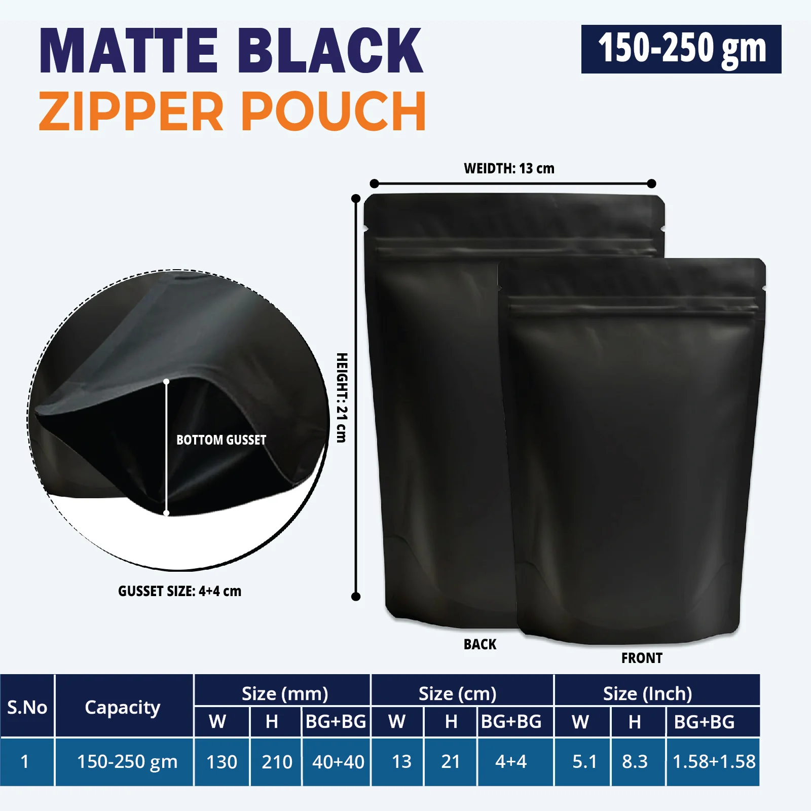 Both Side Matte Black Stand Up Zipper Pouch - Image 28