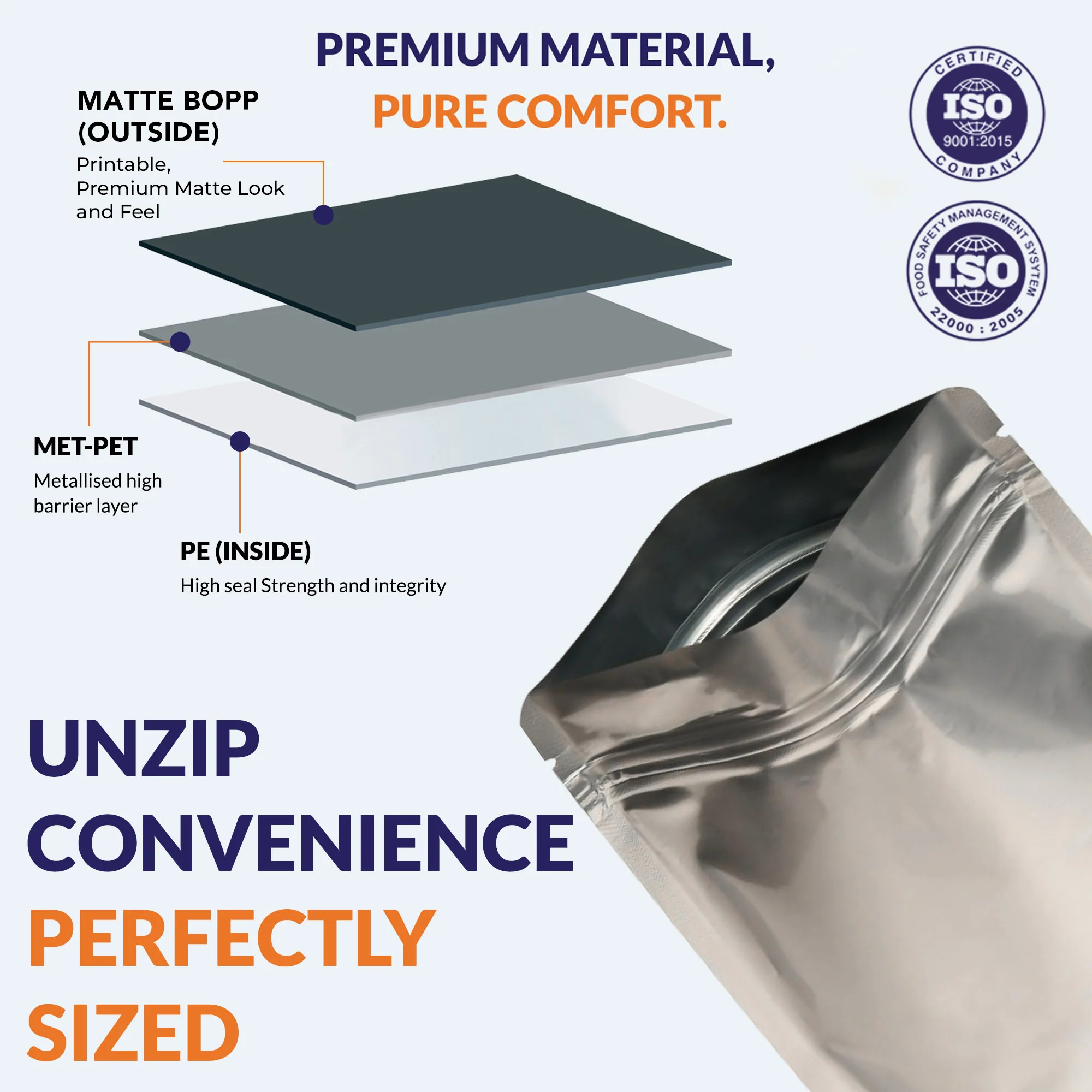 Both Side Matte Silver Stand Up Zipper Pouch - Image 14