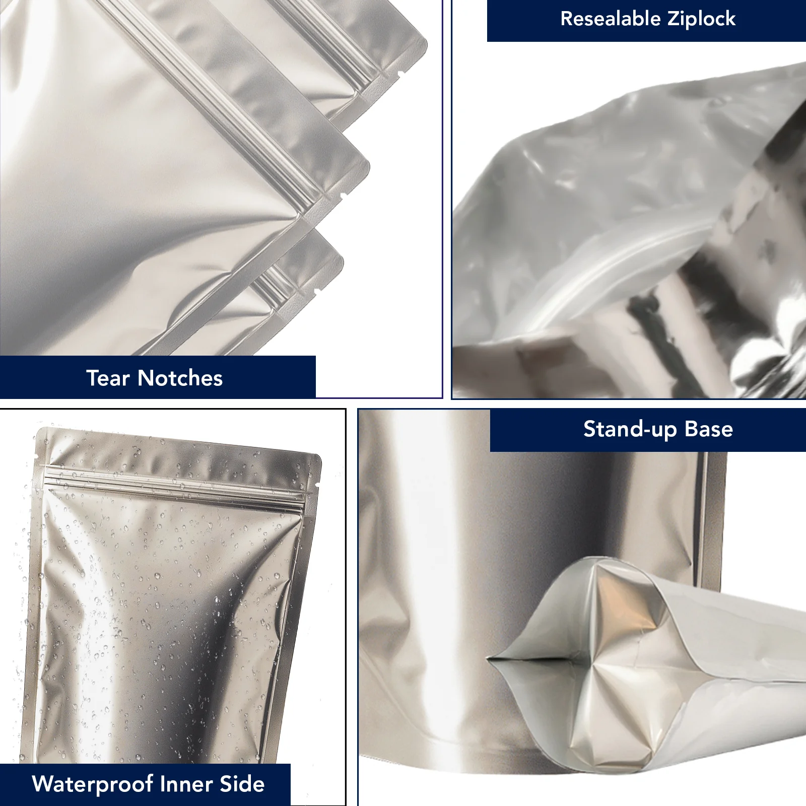 Both Side Matte Silver Stand Up Zipper Pouch - Image 41
