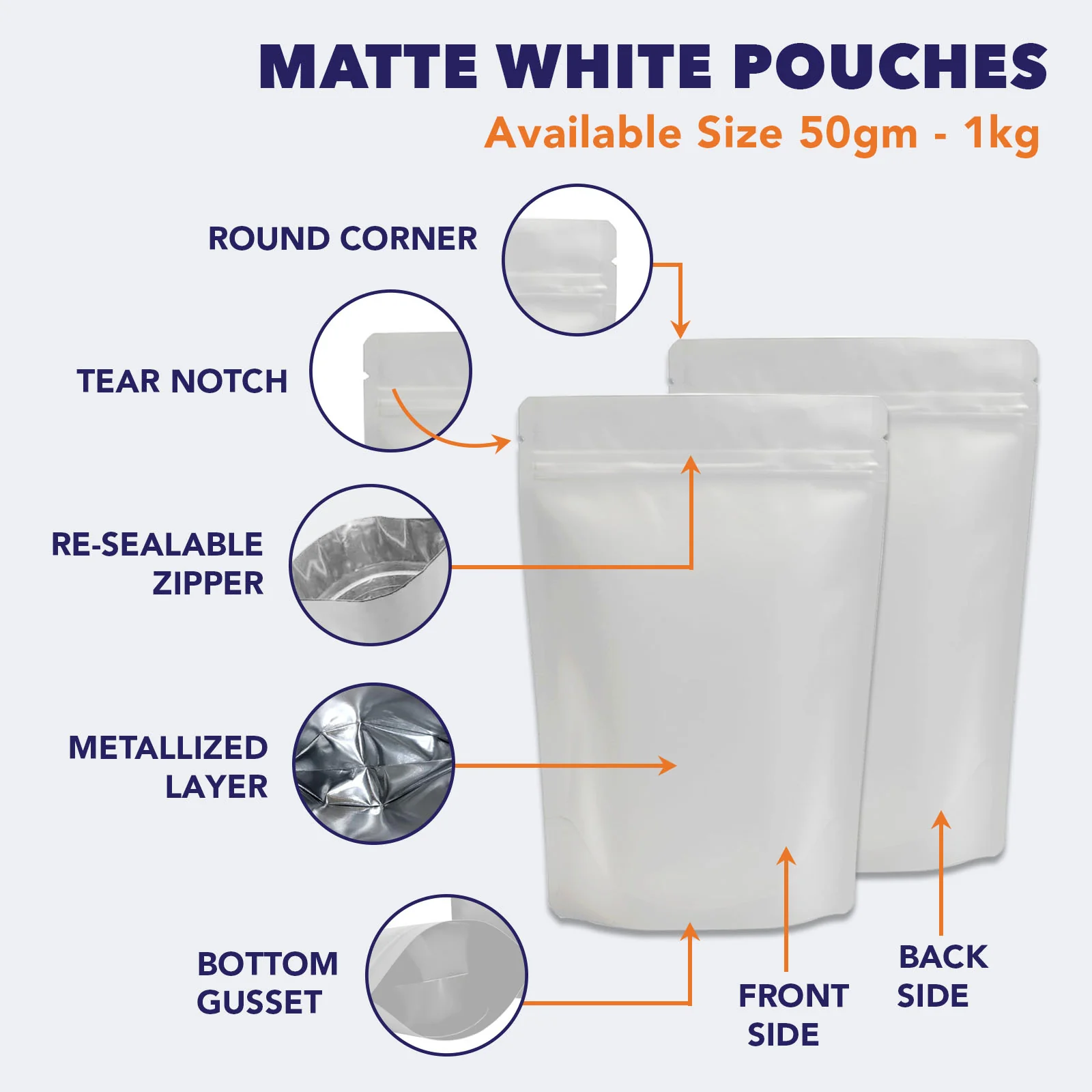 Both Side Matte White Stand Up Zipper Pouch - Image 52
