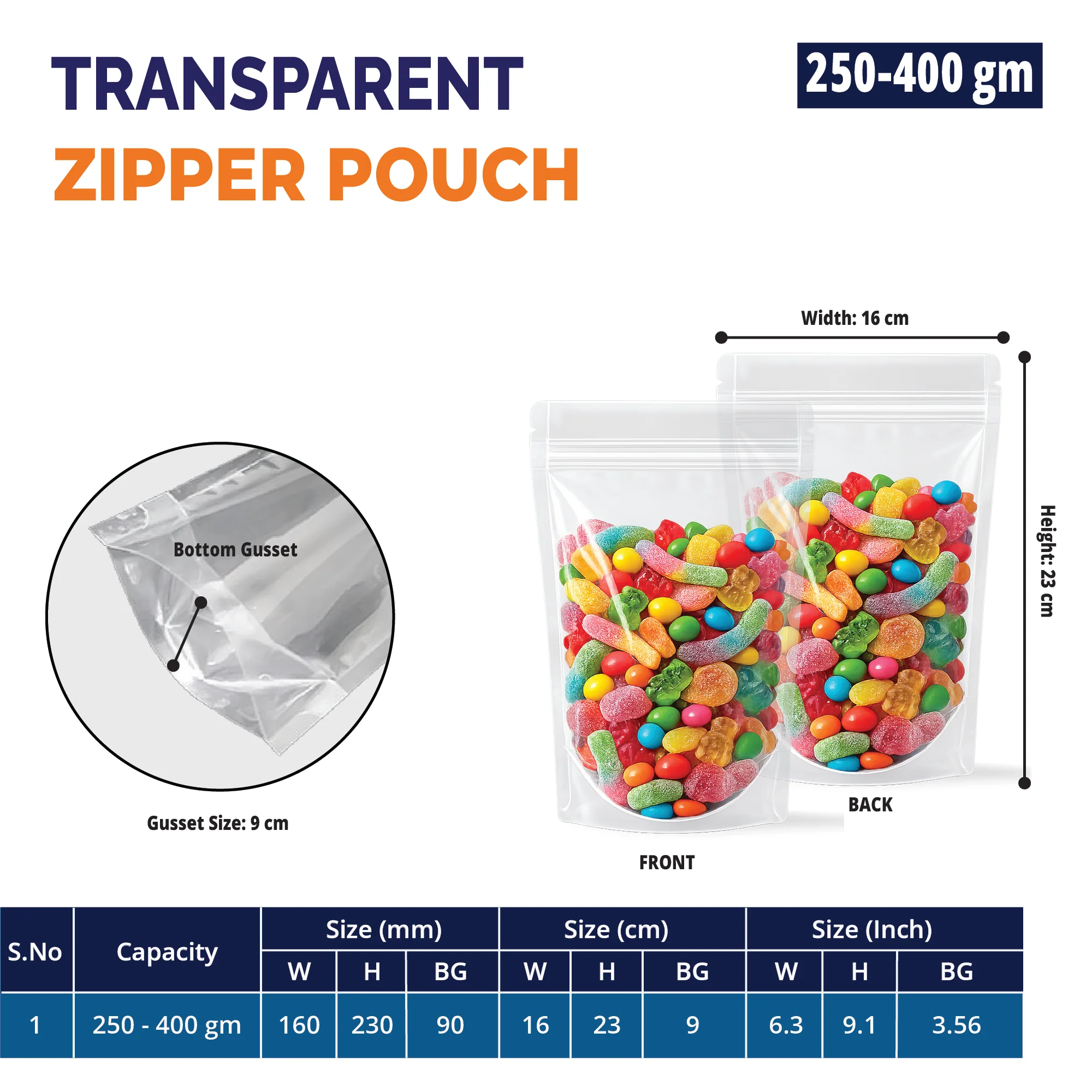 Both Side Transparent Stand Up Zipper Pouch - Image 35