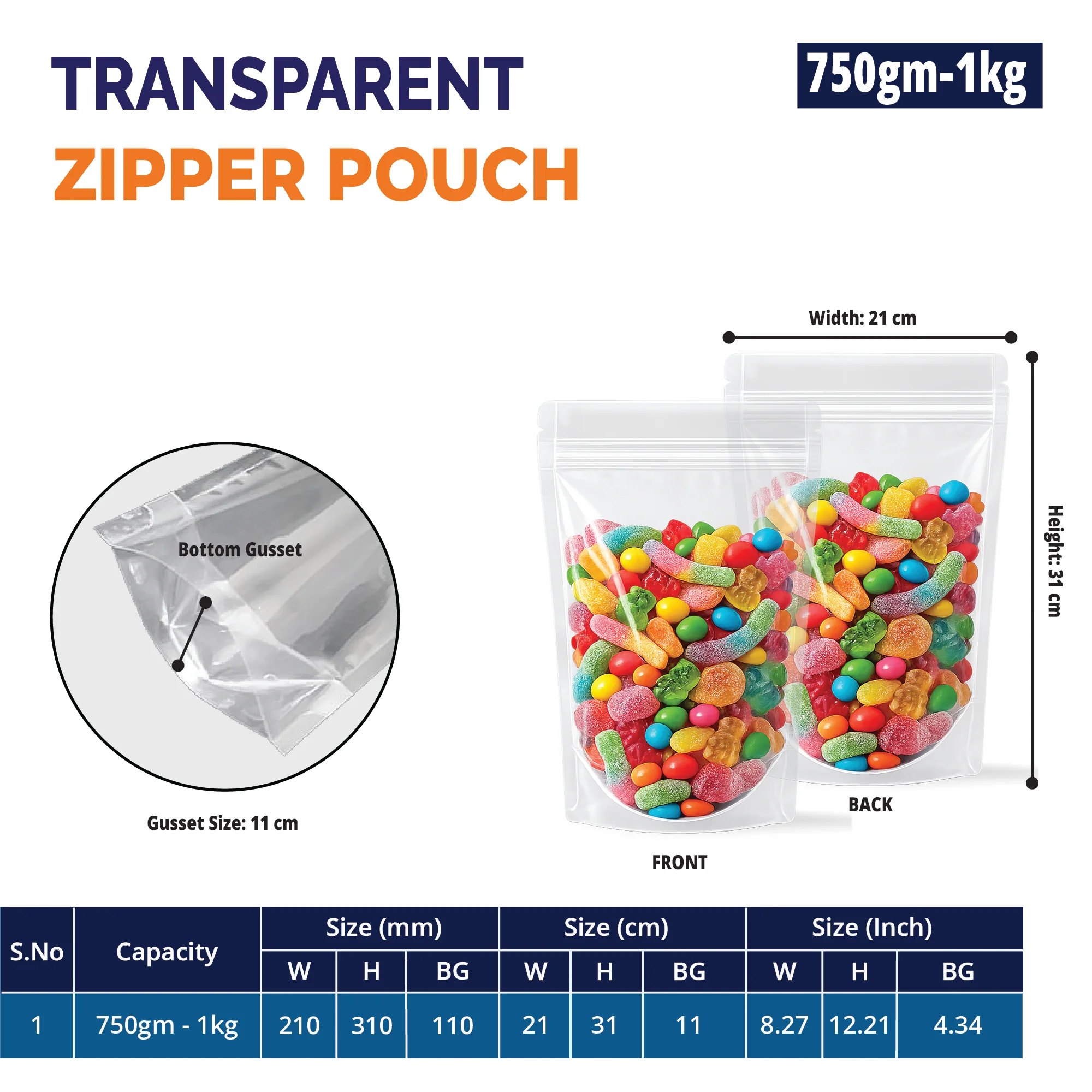 Both Side Transparent Stand Up Zipper Pouch - Image 51